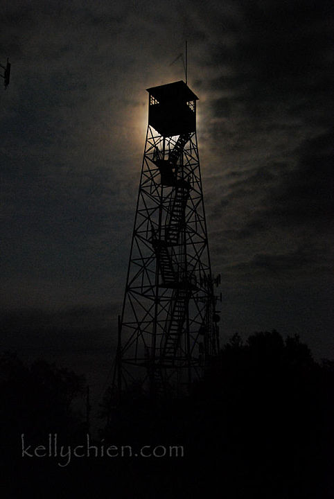 this-is-new-york.com Midnight moon behind the rangers fire watchtower atop Mt. Utsayantha near Stamford NY photo by Kelly Chien