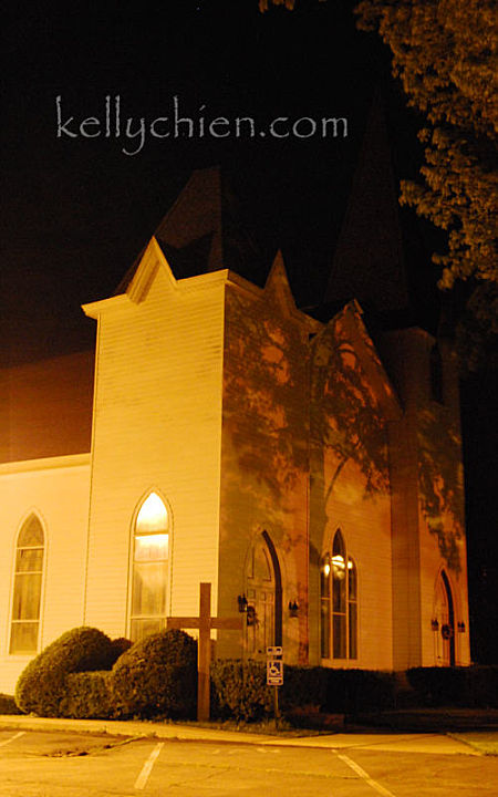 this-is-new-york.com Hobart United Methodist Church at night in Hobart NY photo by Kelly Chien